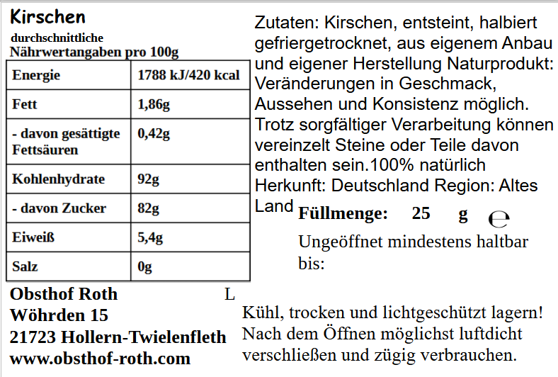 Etikett Kirsche